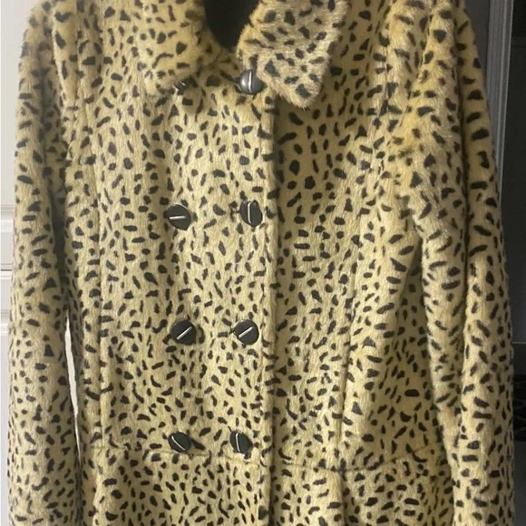 Free People Black and Tan Animal Print Pea Coat - Picture 2 of 13
